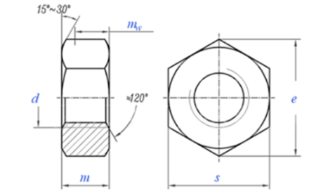 DIN 934 чертеж