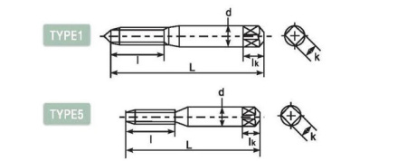 Метчик заостренный со спиральными канавками и длинным хвостовиком DLLS-POT806