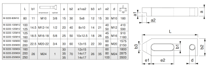 M-3220-160M20 Прихват скошенный с уступом