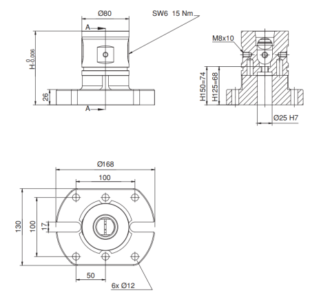 M-2610-80150 Модуль зажимной для 5 осевой обработки с ориентирующим пазом, 80 мм