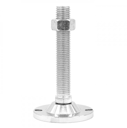 Опора регулируемая для алюминиевых профилей, основание 50 мм с дополнительными отверстиями, шпилька M12x50, ALF-LA50M12-D50U