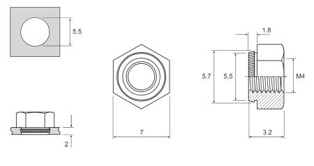 K-NUT M4 для 2,0 мм