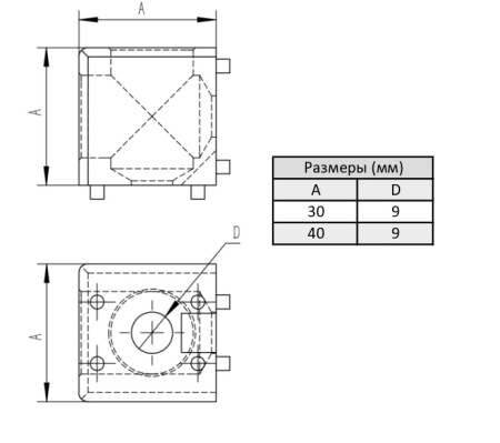 Трехсторонний кубический соединитель A40 для алюминиевых профилей, ALF-SC40TT