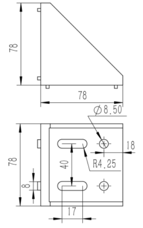 Прямоугольный соединитель усиленный 80х80-8 для алюминиевых профилей, ALF-RC8080-8