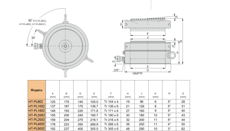 HT-PL602 Гидроцилиндр со стопорной гайкой 60 тонн, 50 мм