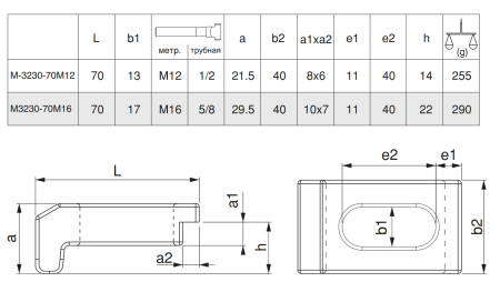 M-3230-70M12 Прихват пластинчатый с длинным пазом