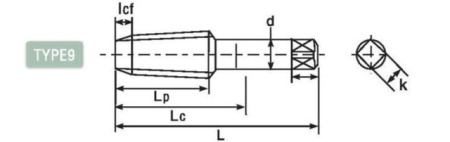 Метчик твердосплавный со спиральными канавками и длинным хвостовиком, трубная резьба DLOT-LS-P121