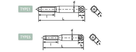Метчик заостренный со спиральными канавками DLST-POT603
