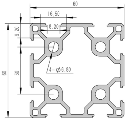 6060-8L Алюминиевый конструкционный профиль анодированный