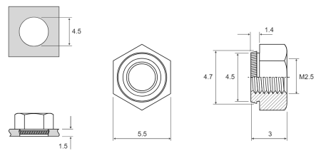 K-NUT М2,5 для 1,5 мм