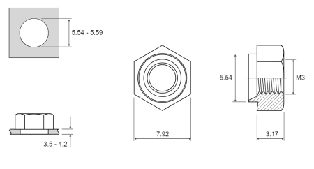 M3 x 8swg Hexagon Rivet Bush ШЕСТИГРАННАЯ ДЛЯ МЕТАЛЛА 3,5-4,2 мм