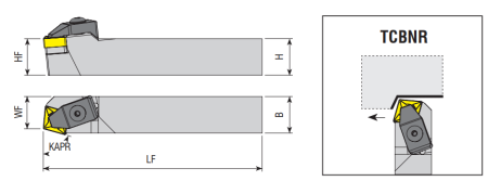 TCBNR/L 2525 M16 Т-тип державки для наружного точения