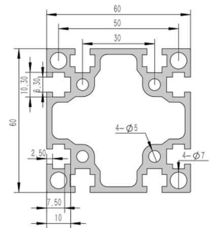 6060-6G Алюминиевый конструкционный профиль анодированный