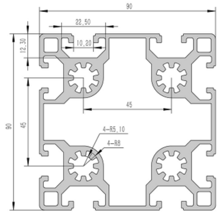 9090-10B Алюминиевый конструкционный профиль анодированный