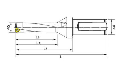 Быстросъемное корпусное сверло (четырехудлиненное) C40-WC41-164L