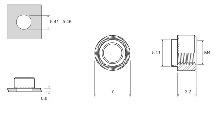 Резьбовая развальцовочная гайка HANK-MINI-SERT Сталь оцинкованная M4 RMHB-M4-22 swg ST