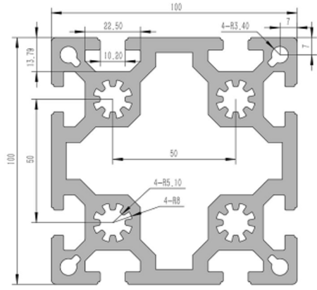 100100-10B Алюминиевый конструкционный профиль анодированный