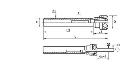 Фрезерный патрон с цилиндрическим хвостовиком C20-ER25-150
