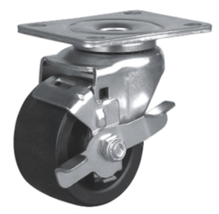 Колесо поворотное с большой грузоподъемонстью и дополнительной защитой D75 мм, с платформой, ALF-W-D75L