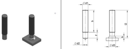 Шпилька резьбовая PD с чертежом