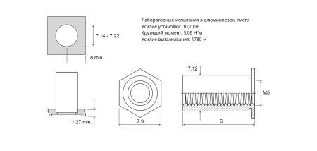 Втулка запрессовочная SOА полно проходная Алюминиевая M5x6 SOA-M5-6