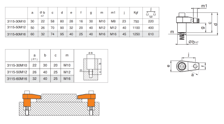 M-3115-50M12 Прижим поворотный Г-образный пружинный