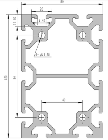 80120-8B Алюминиевый конструкционный профиль анодированный