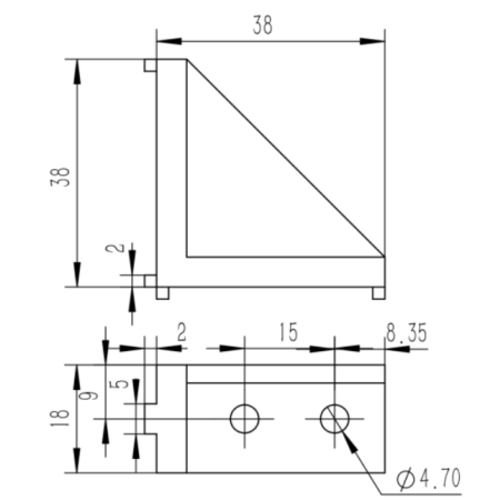 Прямоугольный соединитель усиленный 20х40-6 для алюминиевых профилей, ALF-RC2040-6