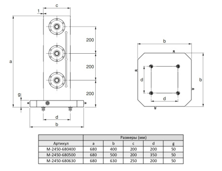 M-2450-680630 Стойка четырехсторонняя с пневматическим зажимным модулем