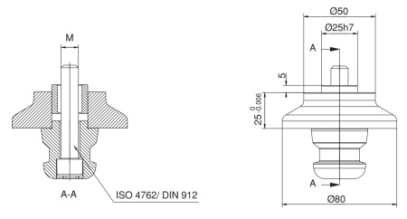 M-2640-801075 Адаптер установочный с наружной резьбой, 80 мм