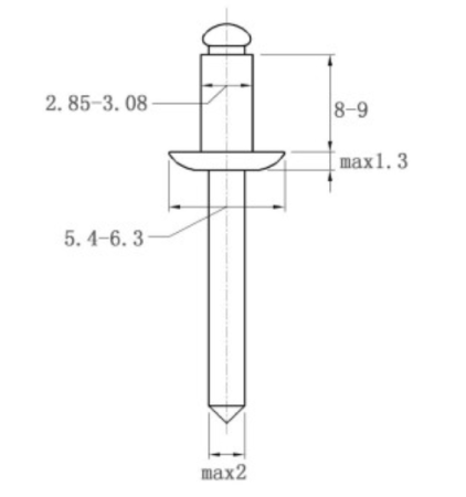 Заклёпка вытяжная 3,0х8,0 Нерж/Нерж стандартная головка