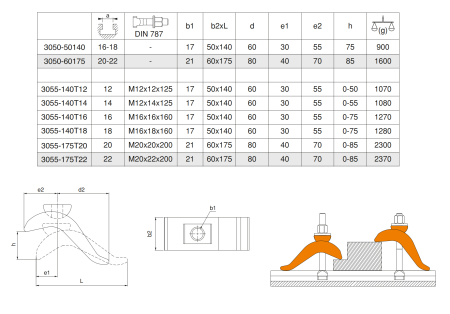 M-3055-175T22 Прихват изогнутый регулируемый с винтом